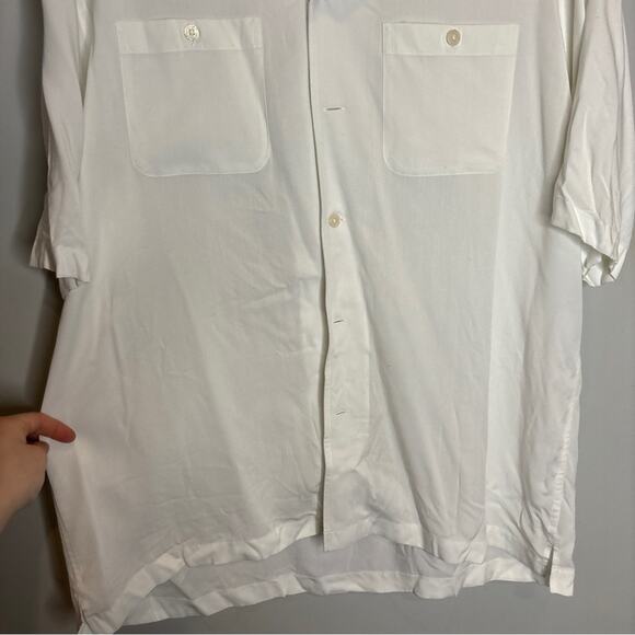 Todd Snyder Japanese Contrast Rayon Bowling Shirt in White - Picture 5 of 9